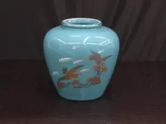 【未使用品】ノンブランド 陶器 花瓶 フラワーベース ブルー 共箱無し