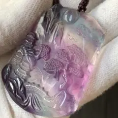 No.4126-6 フローライト　山景彫り　 ネックレス