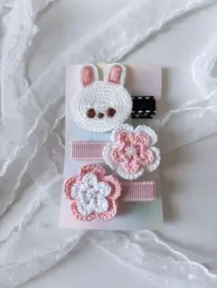 ヘアクリップ　ハンドメイド　3点セット