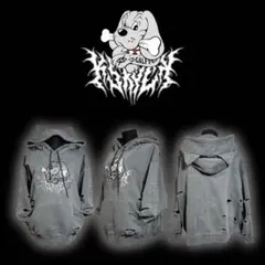 GALFY×KRYコラボ ケモミミ染めボロパーカー ビンテージグレーのサムネイル