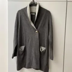 グレーウール混合長袖カーディガン