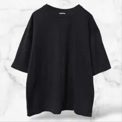 【ユニクロ】5分袖エアリズムコットンオーバーサイズTシャツ 黒無地(L)メンズ