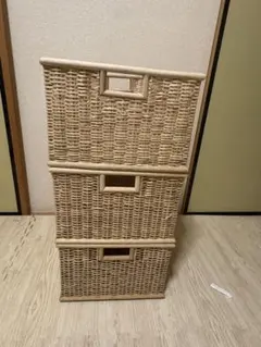 無印良品 重なるブリ材角型バスケット 3個セット