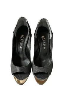 DIANA ダイアナ パンプス 23cm オープントゥ グリッター ヒール　黒