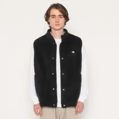 新品 DANTON ダブルフェイス ボア スタンドカラー ベスト ブラック M