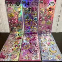 グリッターシール シャカシャカシール　6枚セット　キラキラ 3D