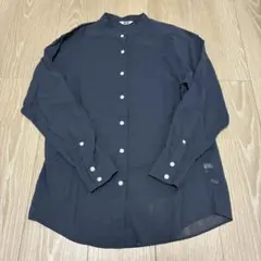 ユニクロユー　ノーカラー長袖シアーシャツ ブラウス　レディースSサイズ