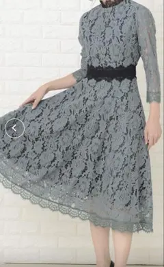 Lace Ladhies 花柄総レースミモレ丈フレアワンピース・ドレス