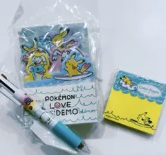 イッツデモ　ポケモン　カラー付箋　4色ボールペン イッツデモ ポケモン ピカチュウと電気タイプ2色ボールペン 4柄メモ帳