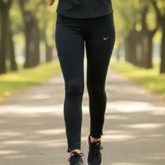 NIKE ナイキ ランニングタイツ レギンス 黒 トレーニングウェア ジップ付