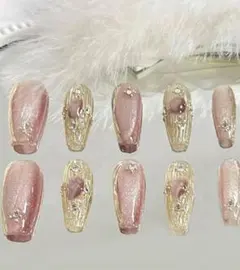 ネイルチップ10個セット ピンクゴールド