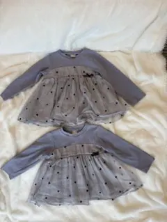 petit main ドット柄 長袖カットソー 2着セット