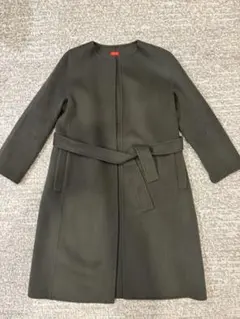 DES PRES デプレ ウールメルトン クルーネックコート　カーキ　34