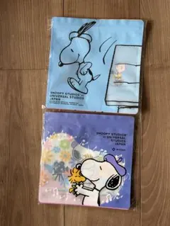 スヌーピー マチ付きジップバッグ 2枚セット
