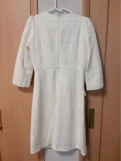 TOCCO アイボリー ツイード ひざ丈ワンピース M