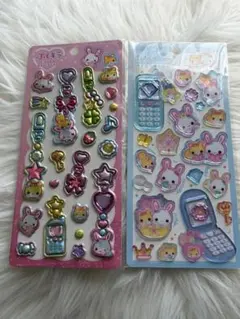 【正規品】フワフワらびちゃん　平成はっぴーフォン　ぷくキラシール