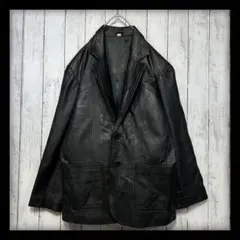 【VINTAGE☆本革☆レザージャケット】テーラードJKT☆ブラック☆M〜L相当