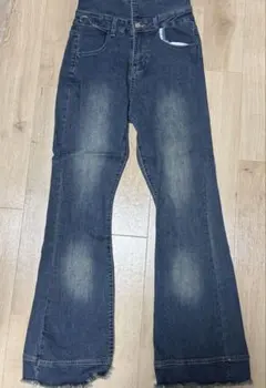 ダークブルー フレアパンツ ハイウエスト