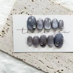 【現品】ネイルチップ ジェルネイル ニュアンス ブルー マグネット ぷっくり