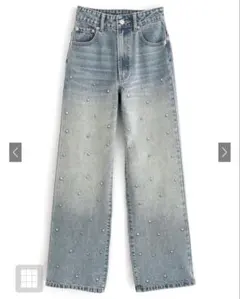 GRL　ビジューストレートデニムパンツ[cu466]