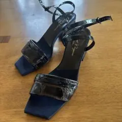 極美品　Robert Clergerie ネイビー ヒールサンダル　23.5cmのサムネイル