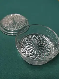 希少　昭和レトロ ガラス キャンディポット 蓋付き 小物入れ