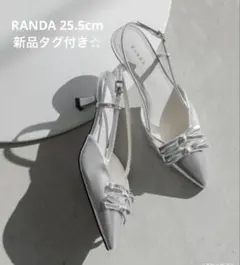 RANDA シルバー ポインテッドトゥサンダル　新作　LLサイズのサムネイル
