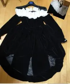 ブラックベルベットオフショルダードレス