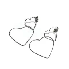 ダブルハートピアス ダブルオープンハートピアス オープンハートピアス シルバー