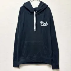 ピンク パーカー ラグラン長袖 刺繍ロゴ M 黒 綿 アクリル 通学 デイリーのサムネイル