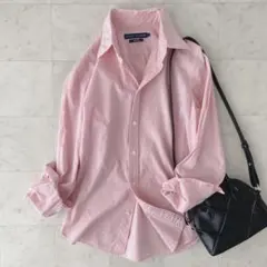 【ラルフローレン】ピンク ストライプ長袖シャツ スリムフィット 綿100% 美品のサムネイル