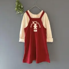 ピンクハウス［120］レトロ可愛い◎上品な差し色◎綿100％◎ジャンパースカート