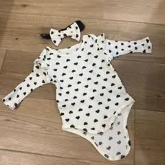 ハート模様ロンパース・ヘアバンドセット