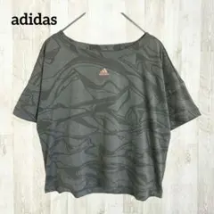 アディダス 半袖Tシャツ カットソー OT グレー クロップド丈 スポーツ 速乾