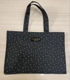 GODIVA ドット柄 黒トートバッグ