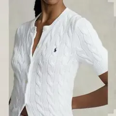 美品　POLO RALPHLAUREN ケーブルニット 半袖　コットン　現行　白
