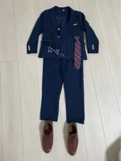 ネイビー チェック柄 スーツセット