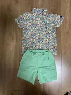 Jack Bunny 花柄ポロシャツとグリーンショートパンツセット