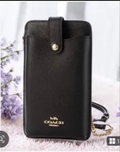 COACH ブラック スマホショルダーバッグ