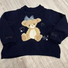 mezzo pianoクマデザインのネイビーセーター 110cm