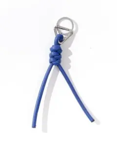 レザー製結び目デザインキーホルダー【青】