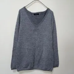 COMME CA ISM コムサイズム　グレー　Vネック　ニット　ラメ　L