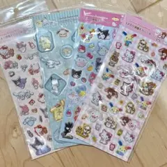 ラメ入り樹脂もりシール　すりガラス風シール　サンリオ