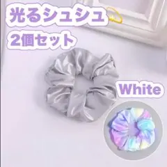 光るシュシュ 2つセット パステルカラー ヘアアクセサリー　光る グッズ LED