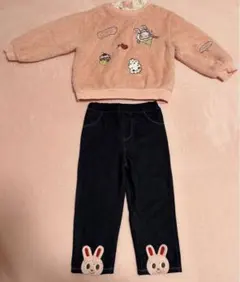 ピンクフリーストップスとパンツセット