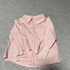 ピンク長袖シャツ/ブルーチェック半袖シャツ90㎝ベビー服2枚セット