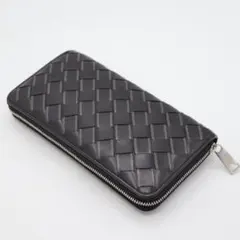 美品 ボッテガヴェネタ マキシイントレチャート ラウンド 長財布