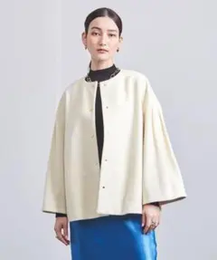 【新品未使用・タグ】UNITED ARROWS Wメタルノーカラーショートコート