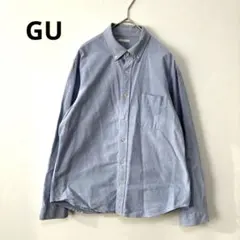 GU メンズ　ライトブルー ボタンダウン長袖シャツ　 M