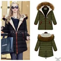 大きいサイズ☆モコボア♪豪華ファー付き中綿ハーフ　コート